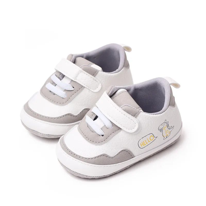 Baskets de sport pour nouveau-nés garçons et filles, imprimé lettres de dessin animé, premiers pas pour bébés, pieds mignons, antidérapants, pré-marcheurs_voghion.com