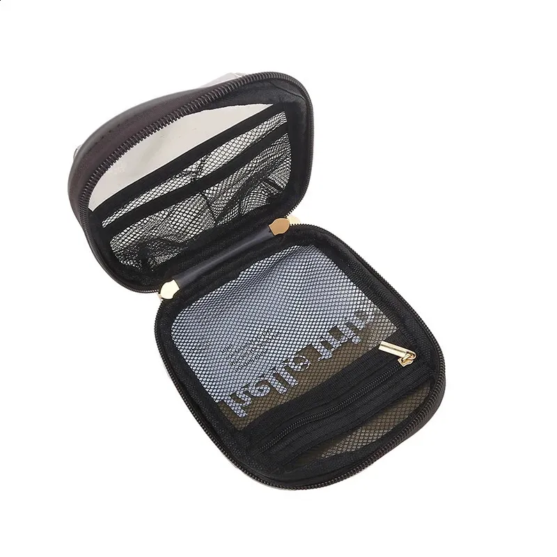 Mini organiseur de voyage transparent, petite trousse de maquillage mignonne et preppy, trousse de toilette à fermeture éclair pour cosmétiques, pochette pour pièces de monnaie pour femmes_voghion.com