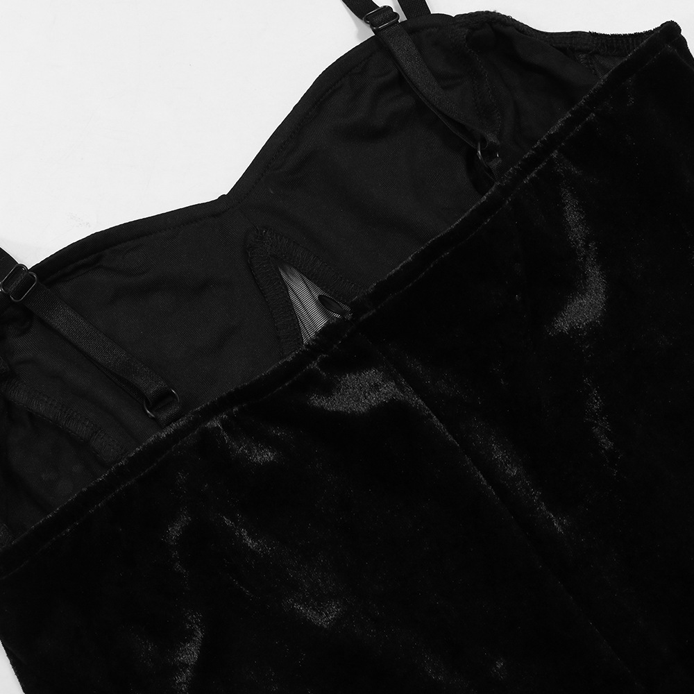 Damenbekleidung, sexy, heißes, durchsichtiges, hüftbedeckendes, ärmelloses Strapskleid aus Diamant-Samt-Spleißnetz für Damen_voghion.com