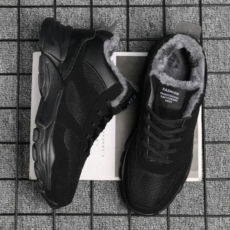 Mocassins de sport pour hommes, chaussures d'hiver chaudes avec doublure en fourrure, légères et décontractées, pour la marche et l'extérieur, 241205_voghion.com
