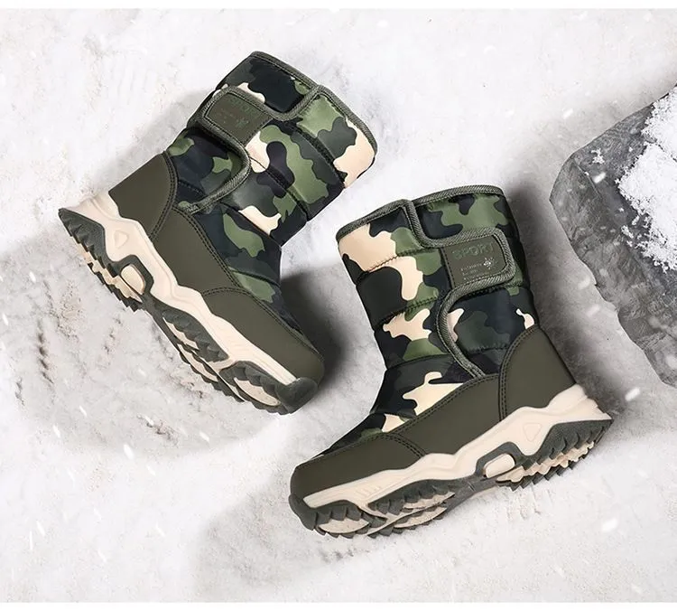 Winter Kids Plush Waterproof Fabric Non-Slip Girls Boys Rubber Sole Toddler Snow Fashion Warm Cutefeet Children Outdoor_voghion.com