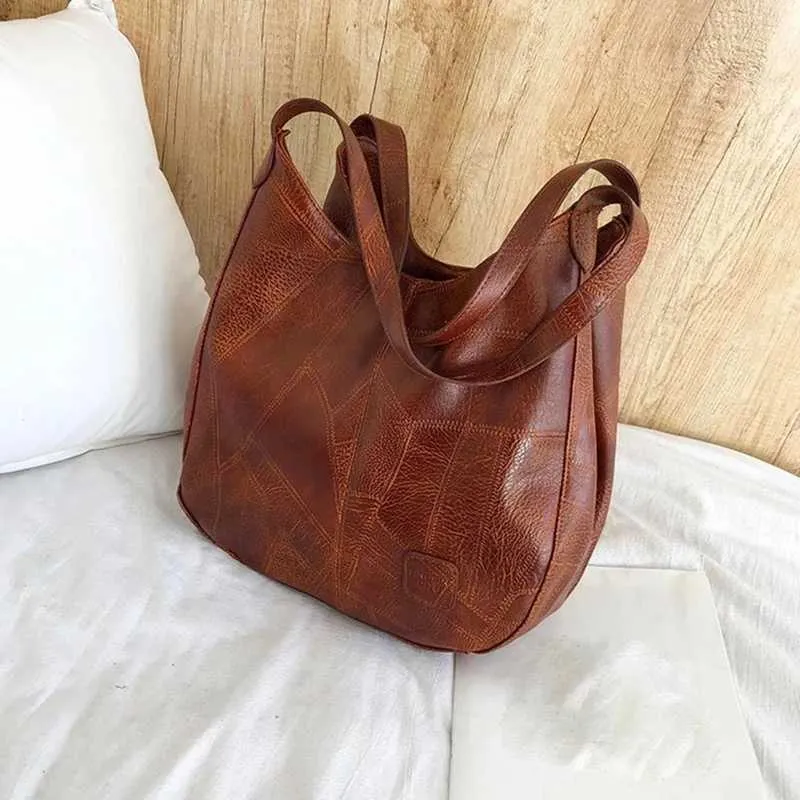 Women Vintage Shoulder Bag Designers PU Leather Handbags Female Top-handle Hobo Bags Fashion Brand Large Capacity_voghion.com