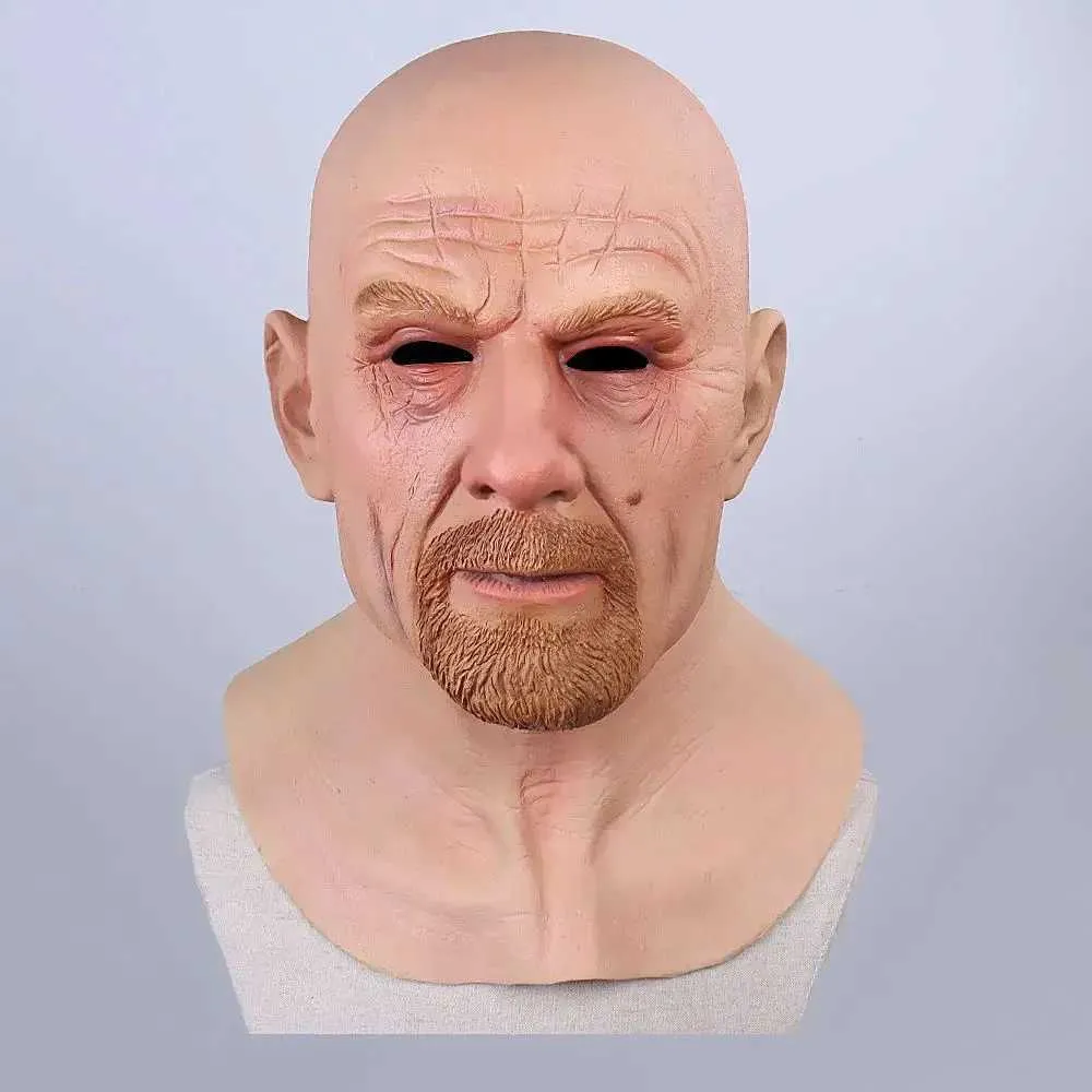 Ρεαλιστικός φαλακρός γέρος Breaking Bad Walter White Heisenberg Latex Mask Masquerade Halloween Cosplay Party Masquerade_voghion.com