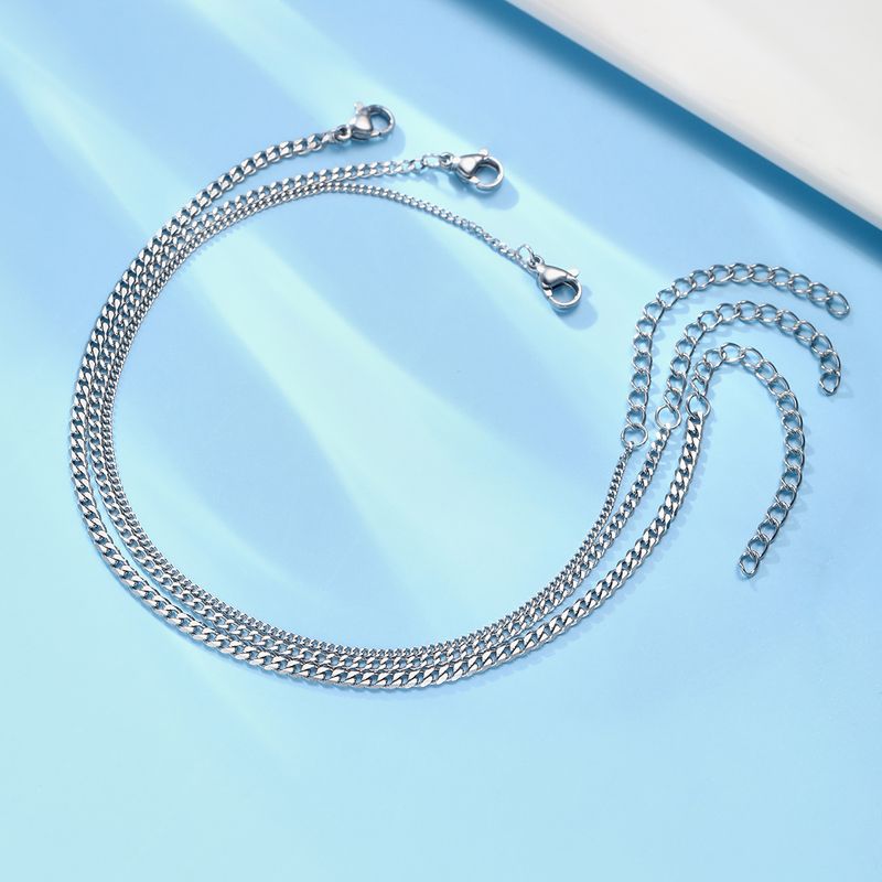 Bracciale a catena cubana antiruggine con personalità piatta in acciaio inossidabile impilato Hip Hop per uomo e donna_voghion.com