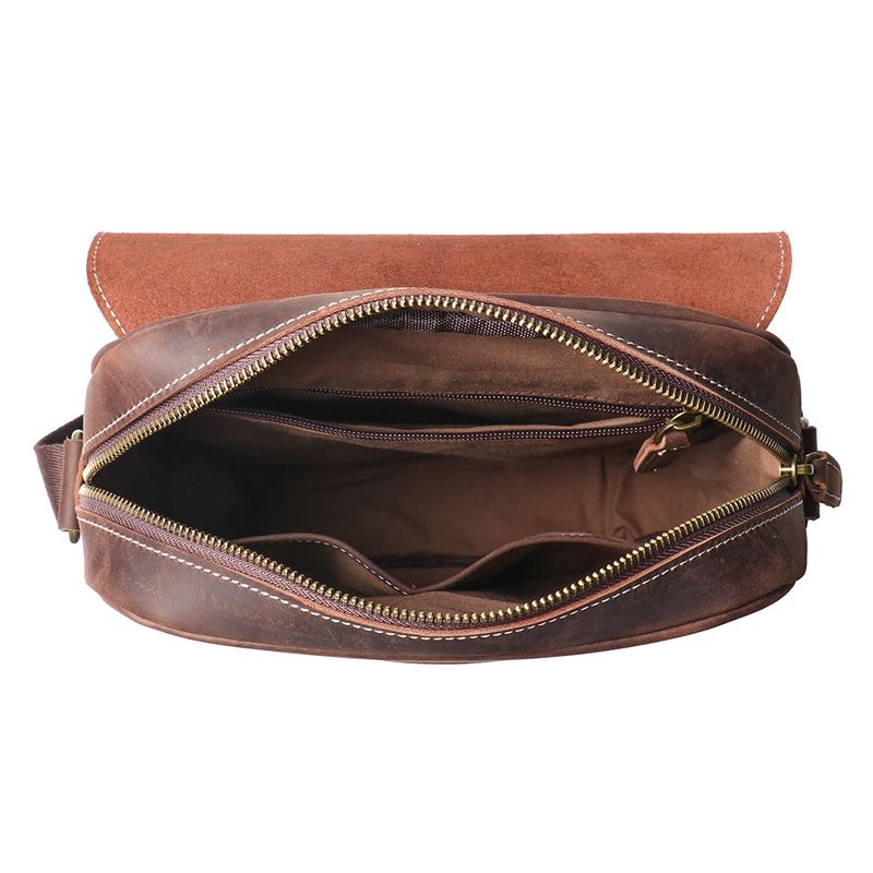 Neue handgefertigte Umhänget aus Leder für Herren, Umhänget, Crazy Horse Leder, Retro-Mode, Rindsleder,_voghion.com