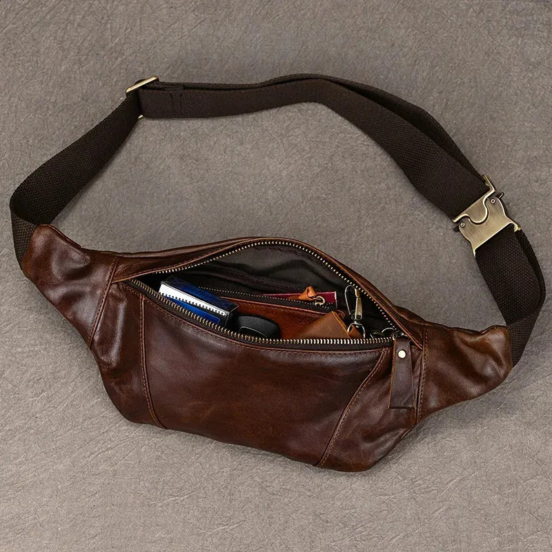 Herren Brusttaschen Crossbody Schulter Mann Männliche Leder Taille Pack SG Tasche Für Outdoor-Sport Gürteltasche Klein 240924_voghion.com