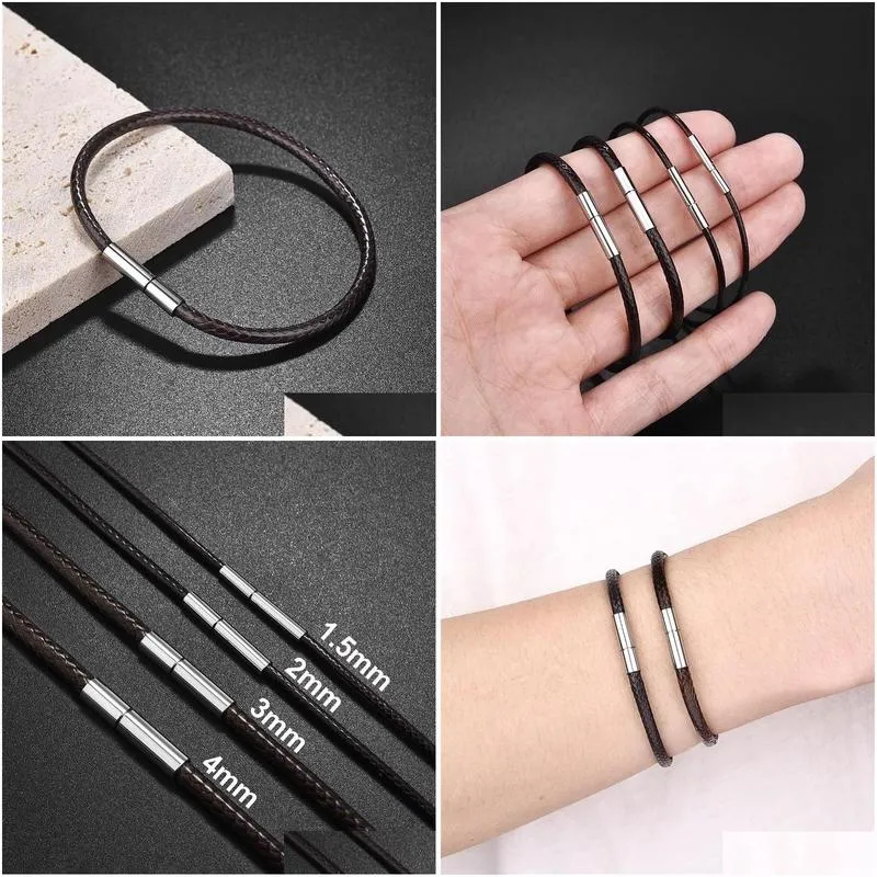 Catene Jiayiqi Braccialetti in corda cerata fatti a mano in pelle Braccialetti portafortuna in corda Braccialetti per donne e uomini Consegna a domicilio_voghion.com