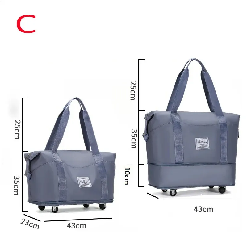 Foldable Storage With Wheels Expandable Portable Lage Bags Outdoor Travel Rolg Pack Large Capacity Woman Shopping Bag_voghion.com