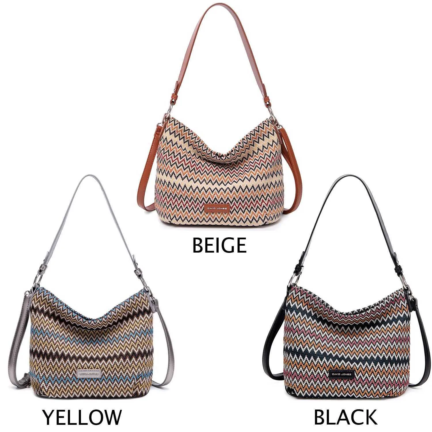 David Jones Original Stilvolle Handtaschen für Frauen Marke Schulter Messenger Weiche Polyester Top Griff Tasche Crossbody_voghion.com