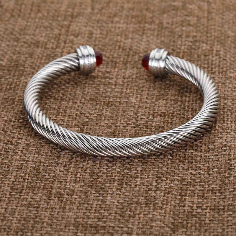 Twisted Cable Cuff Bracelet For Women Silver Designer Bangle_voghion.com