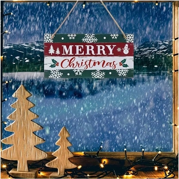 Weihnachts-Hängeschild,Holz Bauernhaus Weihnachtsdekoration Für Outdoor Mit Aufhängeband,geeignet Für Weihnachts Heim, Bauernhaus Innenraum Dekoration_voghion.com