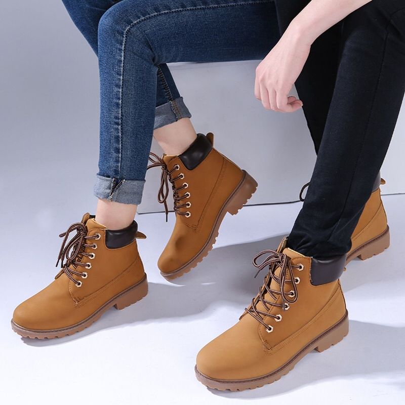 Herbst winter Britischen Martin männer und frauen plus größe anti slip große gelbe high top student paar kurze stiefel_voghion.com