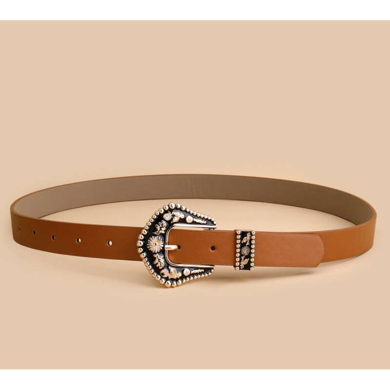 New Women's Needle Buckle Belt Black Decorative Carved Punk Style Jeans With Eye Bags For Women_voghion.com