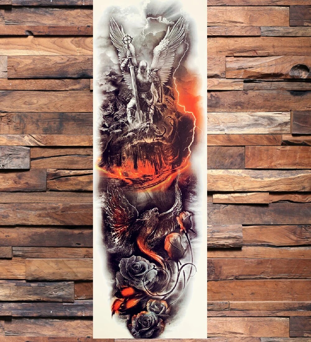 Autocol de tatuaje temporare complete sexy pentru braț pentru femei, bărbați, adulți, pistol, călugăriță, mâneci de tatuaj realiste, mari_voghion.com