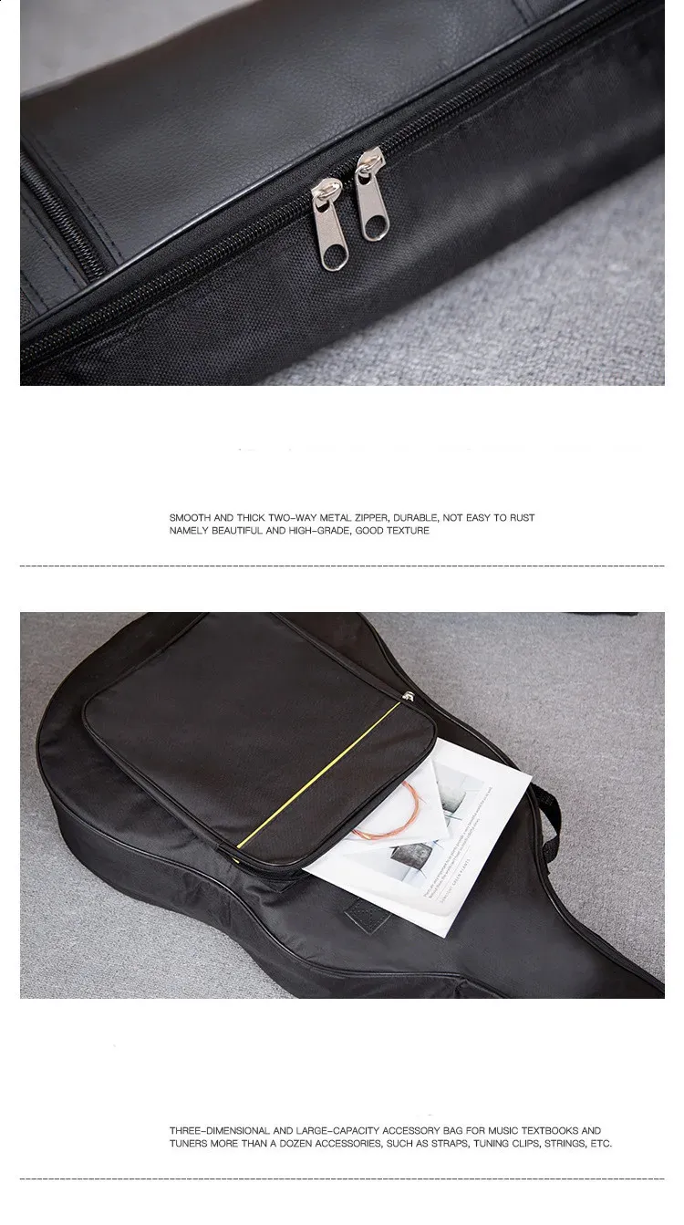 Mochila acústica de 4041 polegadas com alça dupla, à prova d'água, acolchoada em algodão, preta, 40/41, bolsa para instrumento musical 240822_voghion.com