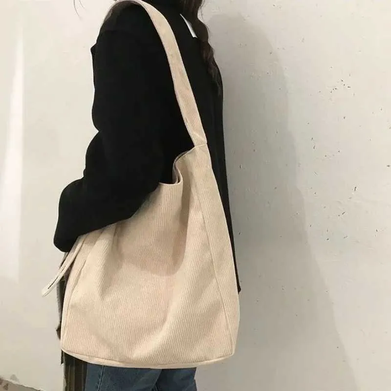 Großer Cord-Einkaufsbeutel zur Verwendung mit Stoff-Fi-Canvas-Tragetaschen und wiederverwendbaren Reisetaschen Y241026_voghion.com