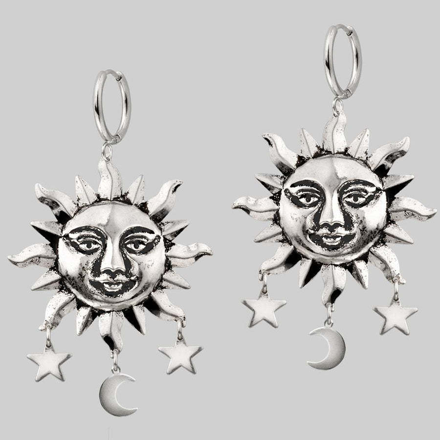 Orecchini Orecchini a cerchio Sole e Luna Gioielli gotici_voghion.com