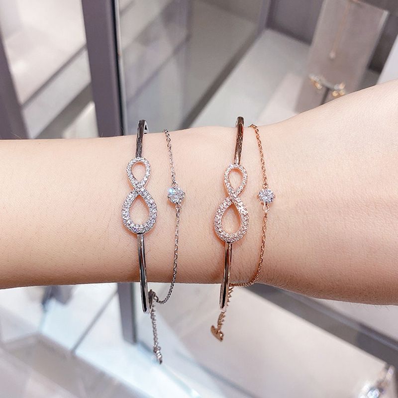 Bracciale a forma di 8 con cristallo a doppio strato, elemento femminile, amore eterno_voghion.com