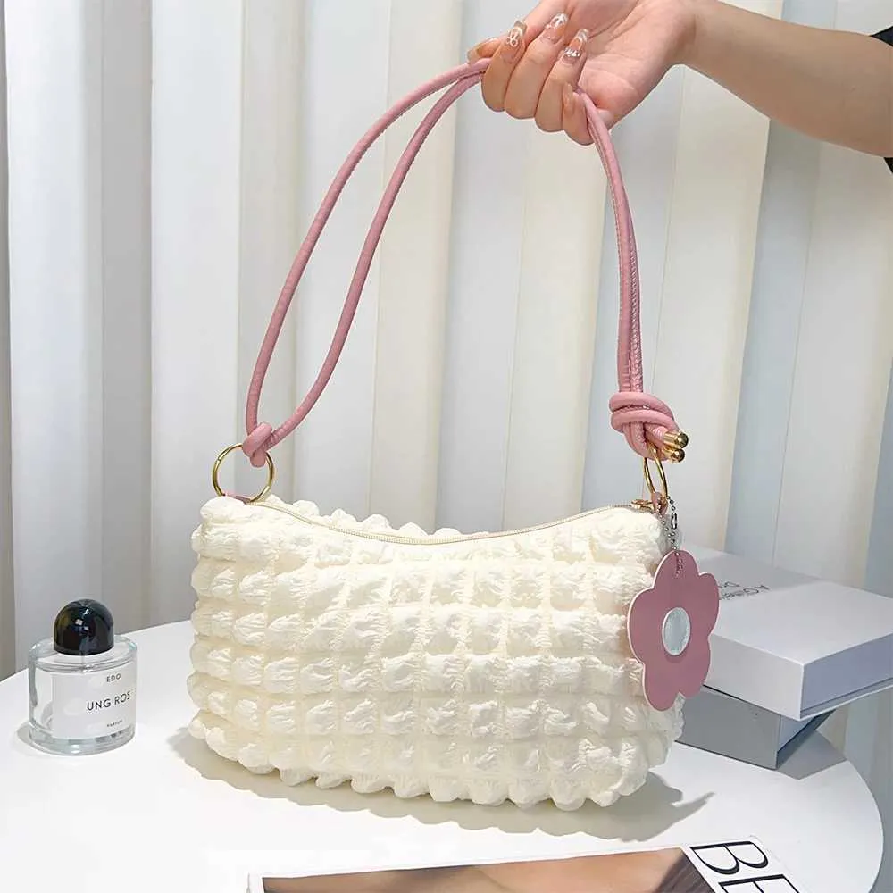 Sac à main coréen à bulles souples pour femmes, sac à bandoulière décontracté avec motif nuage pliable, portefeuille mignon Y241123_voghion.com