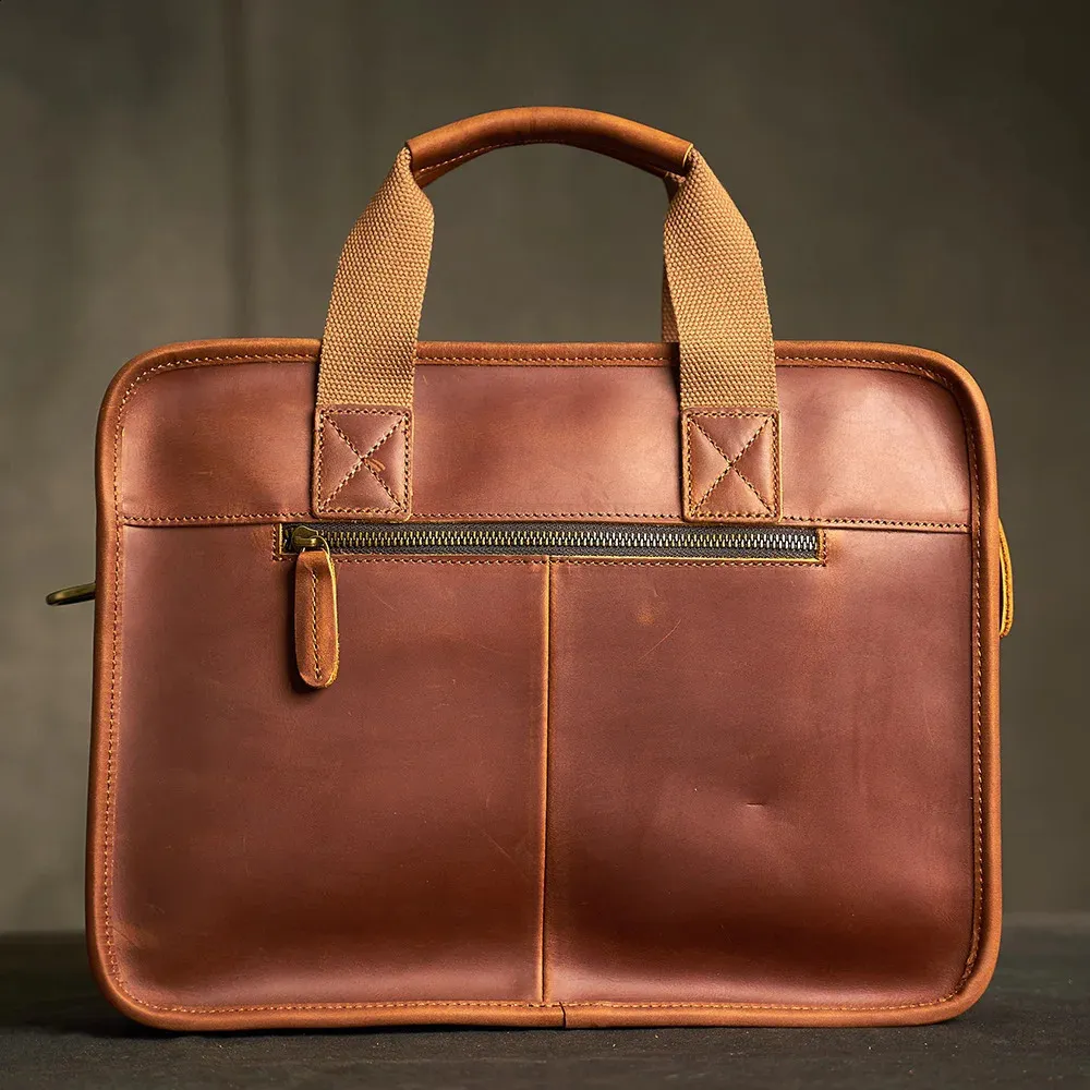 Borsa da uomo in vera pelle vintage, borsa a mano, borsa a tracolla, in pelle di mucca, marrone, moda, per computer portatile_voghion.com