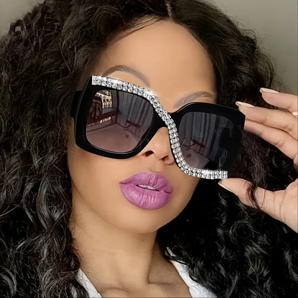 Special Design Color With Crystals Big Frame Rhinestone Bling Trendy Fashionable Sunglasses_voghion.com