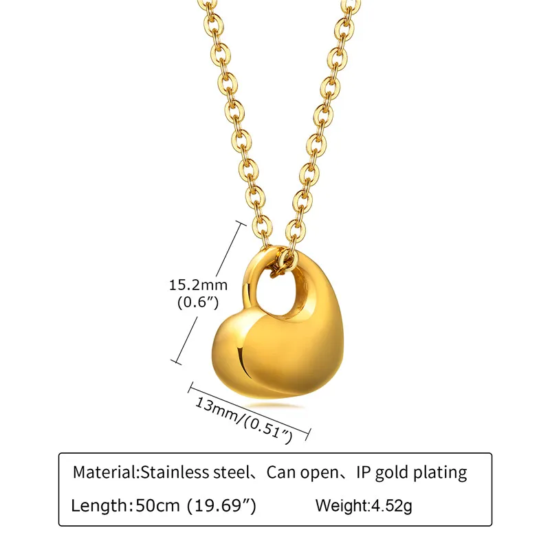 Collier avec pendentif en forme de cœur en forme d'urne en acier inoxydable 316L pour femme, chaîne KOTiK Fashion, couleur noir, or et argent_voghion.com