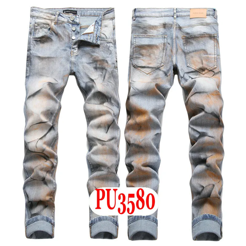 New JEANS Chino Pants Pant Men's Trousers Stretch Close-fitting Slacks Washed Straight Skinny Embroidery Patchwork_mkmklike.com