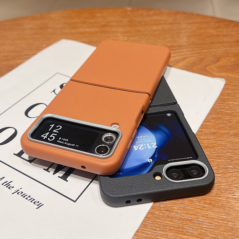 Coque en TPU texturée en cuir pour Samsung Galaxy Z Flip 7, Flip 6, Flip 5, étui souple et pliable antichoc pour Samsung Galaxy Z Flip 7, 6, 5, 4, 3_voghion.com