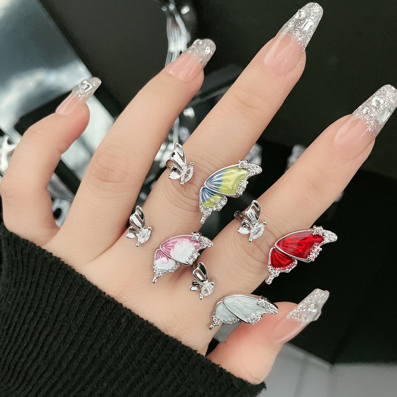 French new sweet and cool butterfly drop glaze opening for women's Instagram Cool style light luxury high-end_voghion.com