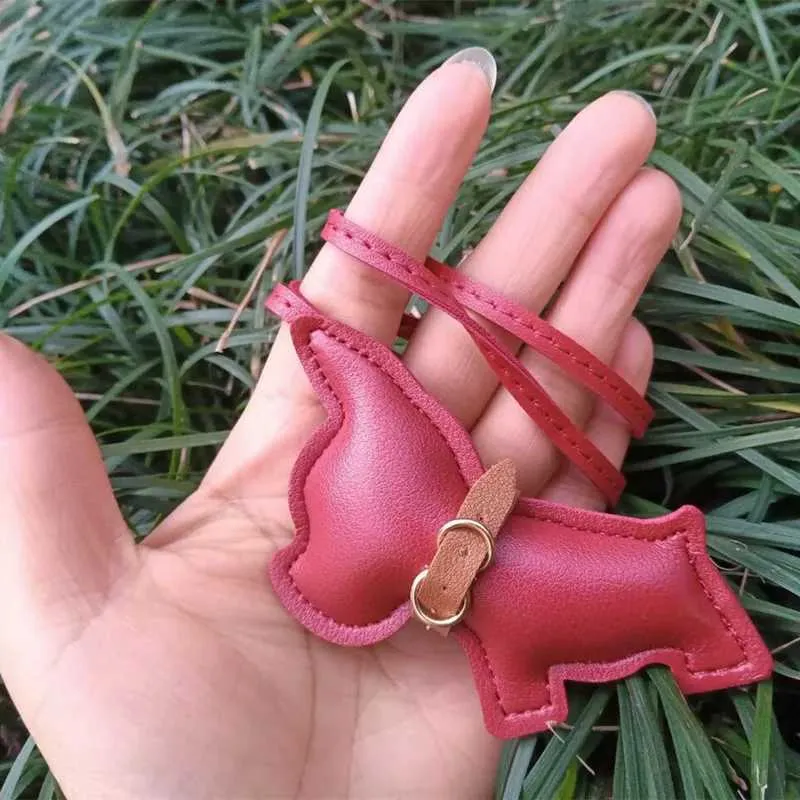Punk Herren Auto Französische Bulldogge PU Leder Hund Nette Frauen Tasche Anhänger Schmuck Schnalle Schlüsselanhänger Y241121_voghion.com