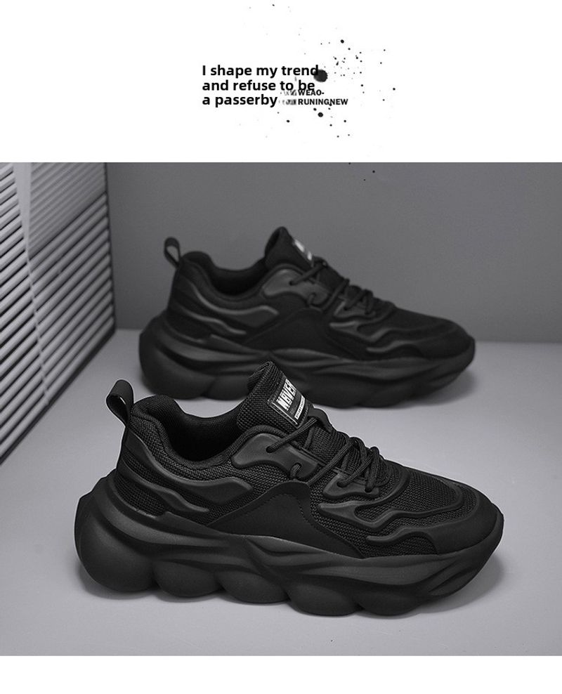 New Versatile Spring Casual Running Sneakers Breathable Men's Lightweight Platform Heightening Trendy Dad Shoes_voghion.com