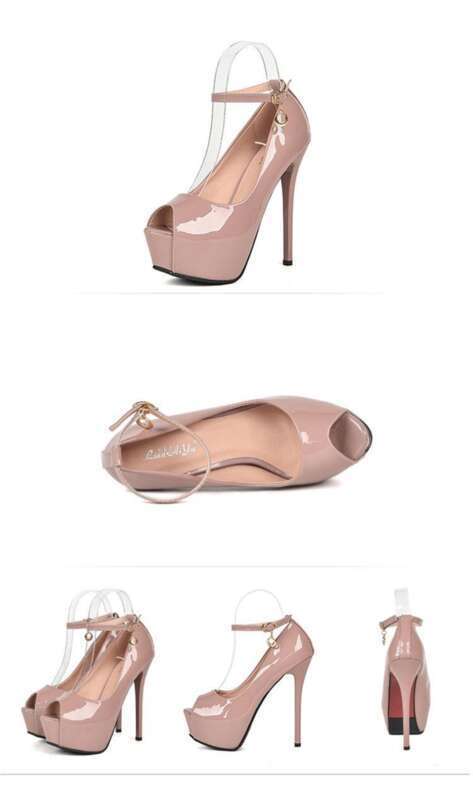 Nuove scarpe con plateau impermeabili primaverili e autunnali, tacchi alti e sottili, cinturino posteriore in pelle laccata, bocca bassa_voghion.com