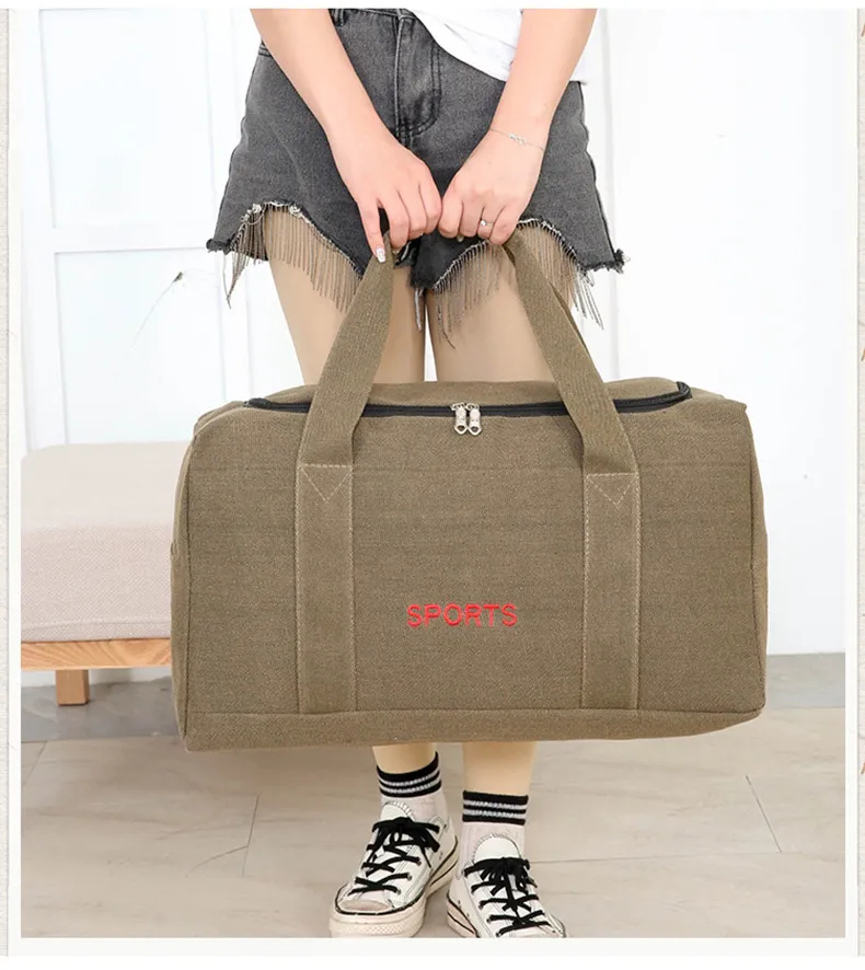 Unisex Vintage Canvas Travel Large Capacity Duffel Hand Lage Gym Pack Multifunction Sac De Voyage Weekend Bag_voghion.com
