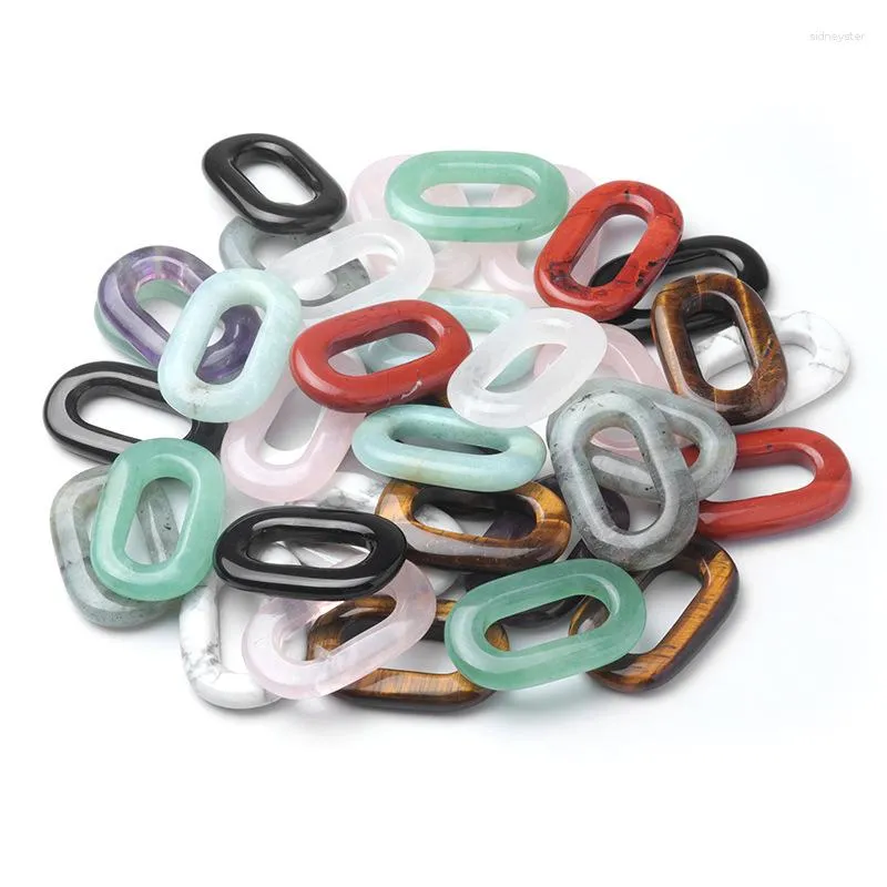 Lot de 10 pendentifs en pierre de cristal naturel en forme de O en forme d'améthyste, quartz rose, œil de tigre, breloques pour collier à faire soi-même_voghion.com