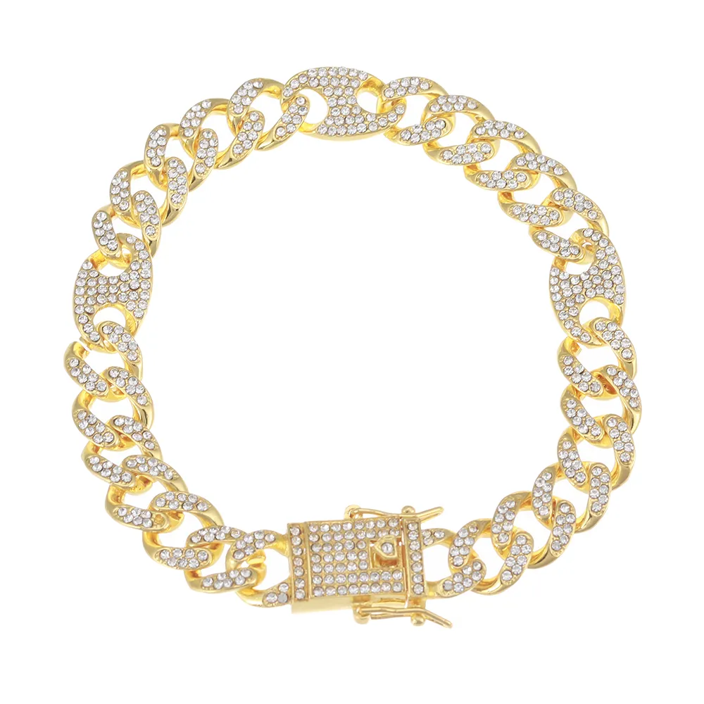 Gargantilla de cadena de eslabones y pulsera con diamantes de imitación y circonita cúbica helada en forma de grano de café brillante para hombre, joyería de estilo hip hop_voghion.com