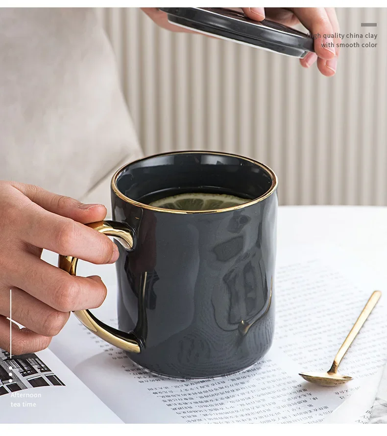 Nordic Style Ceramic Coffee Mug With Gold Rim For Tea And Milk_voghion.com