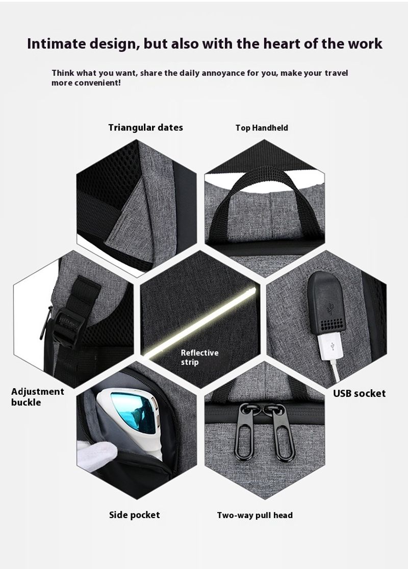 Herren Business Laptop Tasche Multifunktionaler USB Ladeanschluss Große Kapazität Lässiger Rucksack_voghion.com