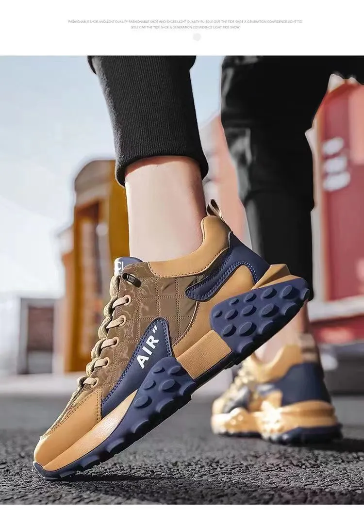 Free Shipping With Box Designer Sneakers Men Waterproof Thick Soles Leather Walking Sneaker New Sports Running Shoes_voghion.com
