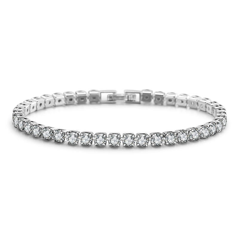 Pulsera de tenis de circonita redonda de una sola fila de 2 a 4 mm de nuevo producto coreano para mujer
