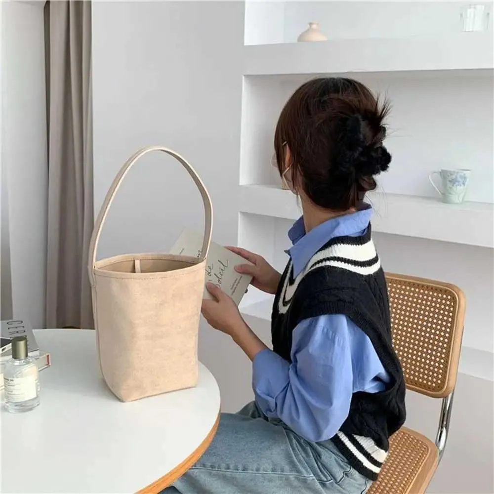 Designer-Tasche Retro Wildleder Eimer einfarbig Handtasche matt PU Leder Schulter koreanische Brieftasche Unterarmtasche für Mädchen_voghion.com