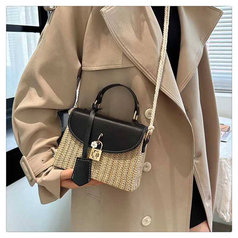 Borsa a tracolla singola in tessuto con trama premium quadrata piccola, con spedizione gratuita, 2025, nuova moda per pendolari_voghion.com