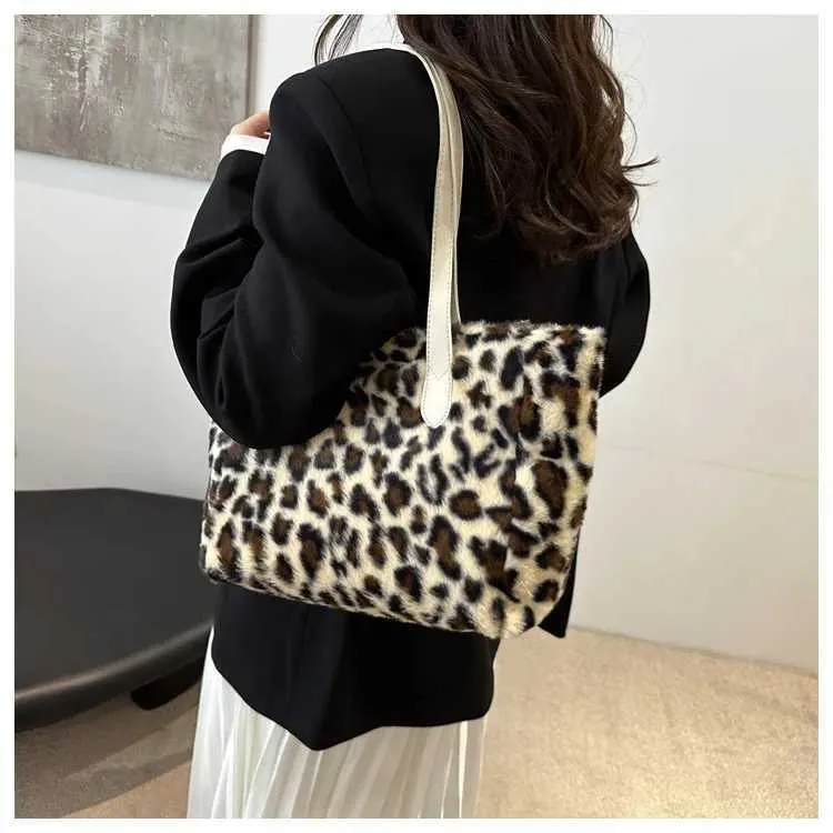 Sacs à main vintage à imprimé léopard pour femme, polyvalents, nouvelle collection hiver, texture pelucheuse, tempérament, généreux_voghion.com