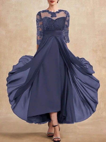 Women's Clothing Dress Chiffon Splicing Lace Hollow Long Skirt Bridesmaid Evening Dress Women's Clothing_voghion.com