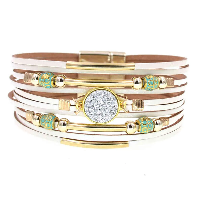 Wellmore Frauen Armbänder Böhmen Mode Wickelarmband Leder für Weiblichen Schmuck Großhandel_voghion.com