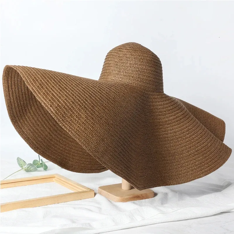 Foldable Women Oversized Ppy Straw Hat 70cm Diameter Large Brim Summer Sun Hats Panama Travel Beach Wholesale 240619_voghion.com
