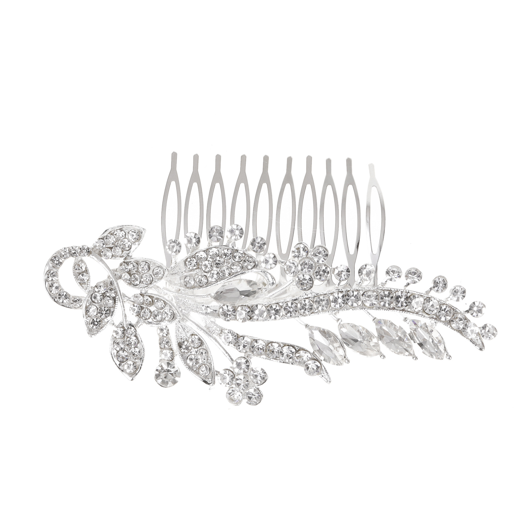 Accessori per capelli da sposa in lega con diamanti, farfalla, foglia, pettine per capelli in vetro, inserto per pettine, pettine laterale, produttore di accessori per capelli all'ingrosso_voghion.com