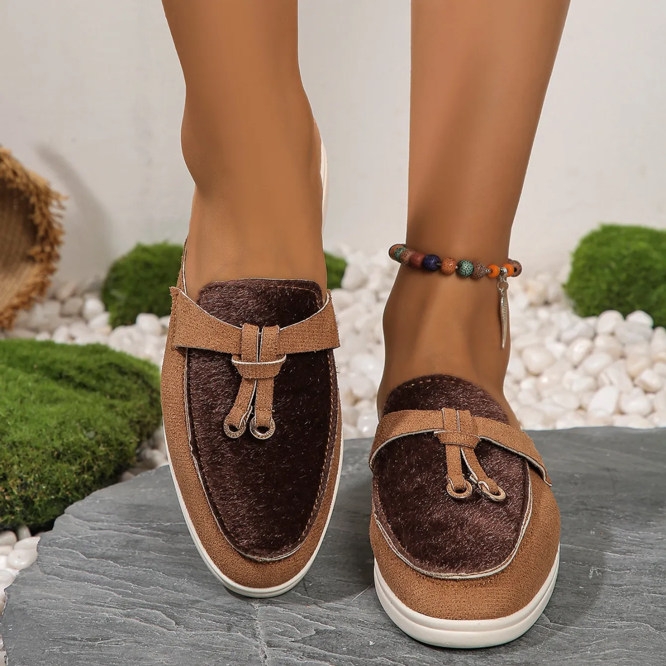 Papucsok Női Lapos Bebújós Hölgyek Márkás Tavaszi Őszi Loafers Egyszemélyes Alkalmi Papucsok Bőr Kasmír Cipők_voghion.com