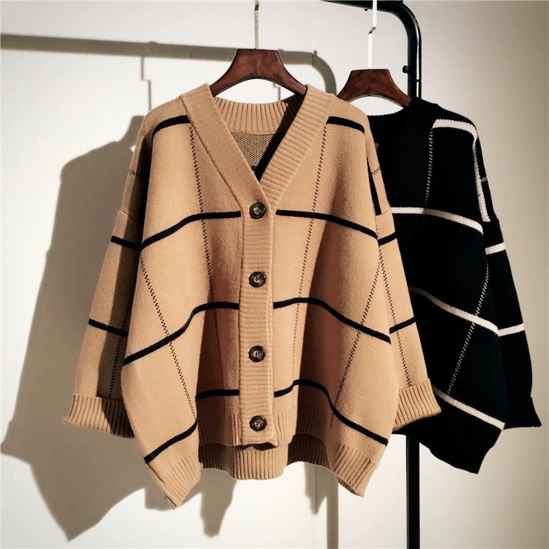 Women's Clothing autumn and winter new Korean thickened plaid cardigan female version versatile student single breasted_voghion.com