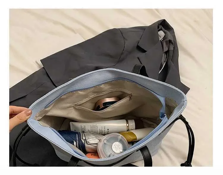 Women's Shoulder Bag Tote Bag Contrast Canvas Pu Large Capacity_voghion.com