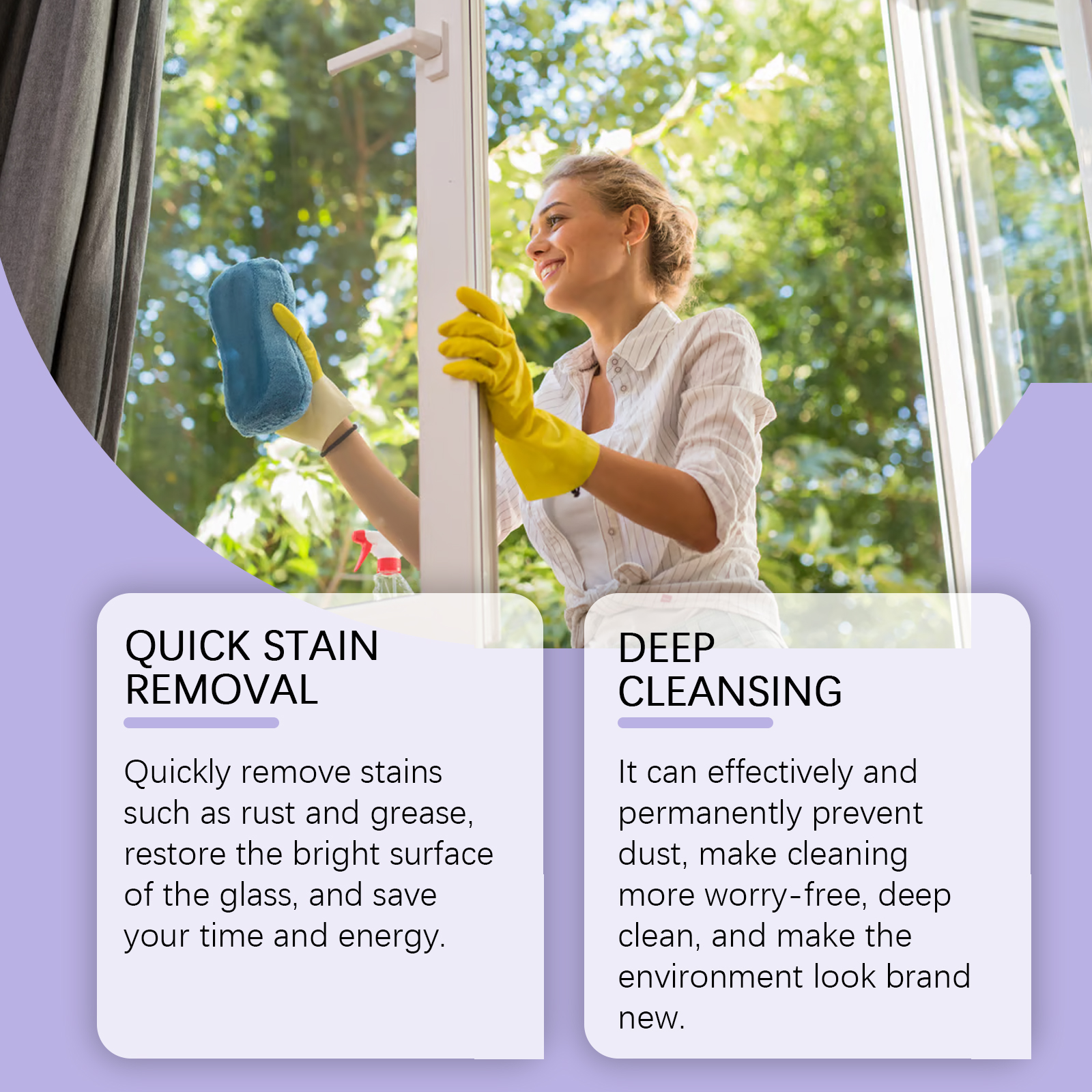 Jaysuing Lavender Scented Glass Cleaner Removes Dust, Dirt, Oil Stains And Cleaning Glass Household Cleaner_voghion.com